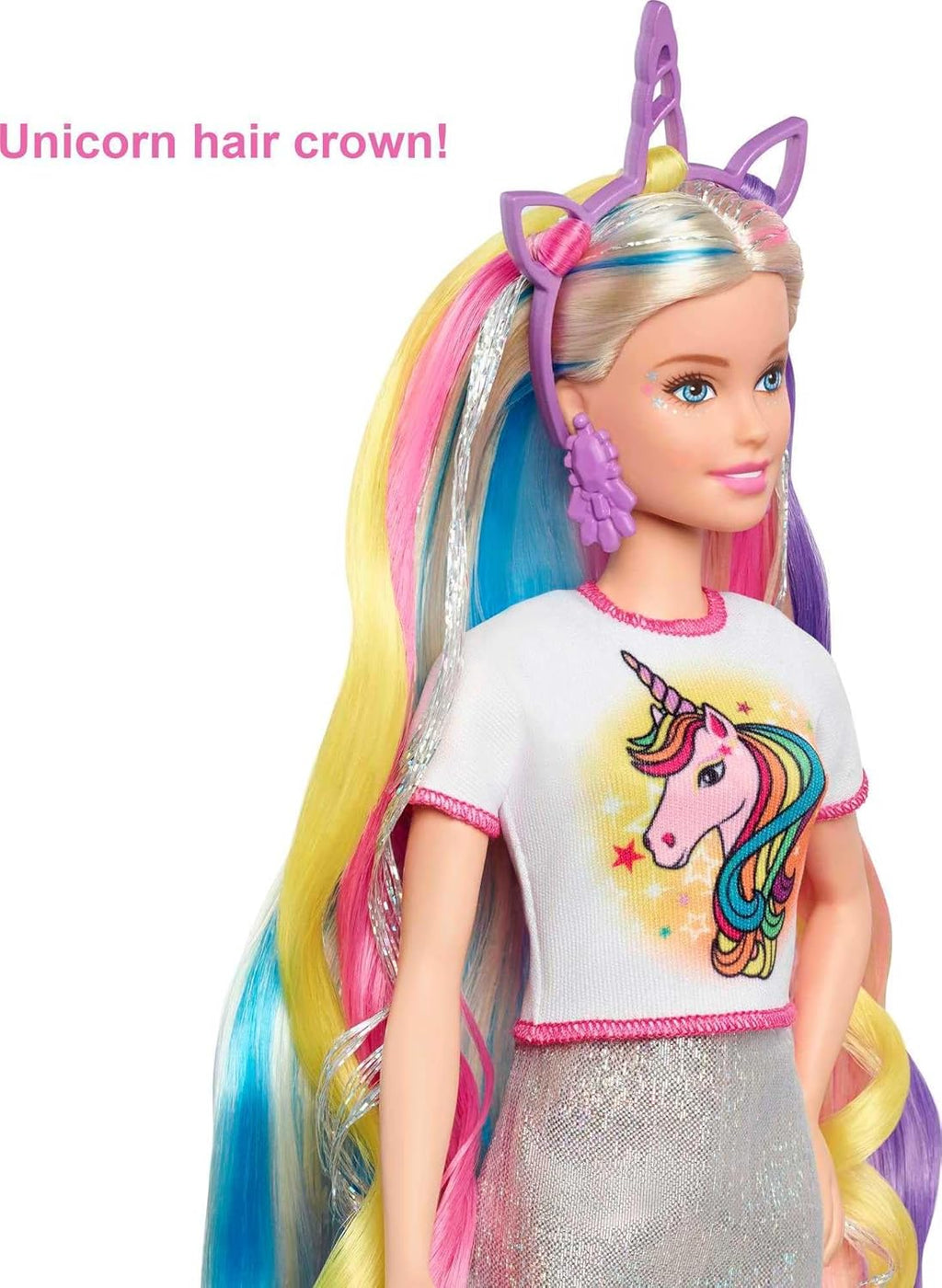 Barbie Fantasy Hair – Muñeca con 2 Looks de Fantasía: Unicornio y Sirena + Accesorios