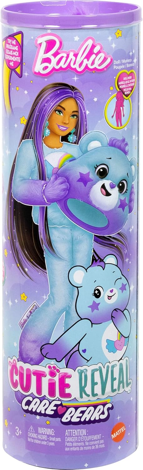 Muñeca Barbie Cutie Reveal Care Bears Dream Bright Bear | Serie 2 con 10 Sorpresas